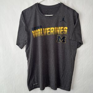 Michigan Wolverines The Nike Tee T Shirt Mens Size Large Gray Jordan Jumpman SS